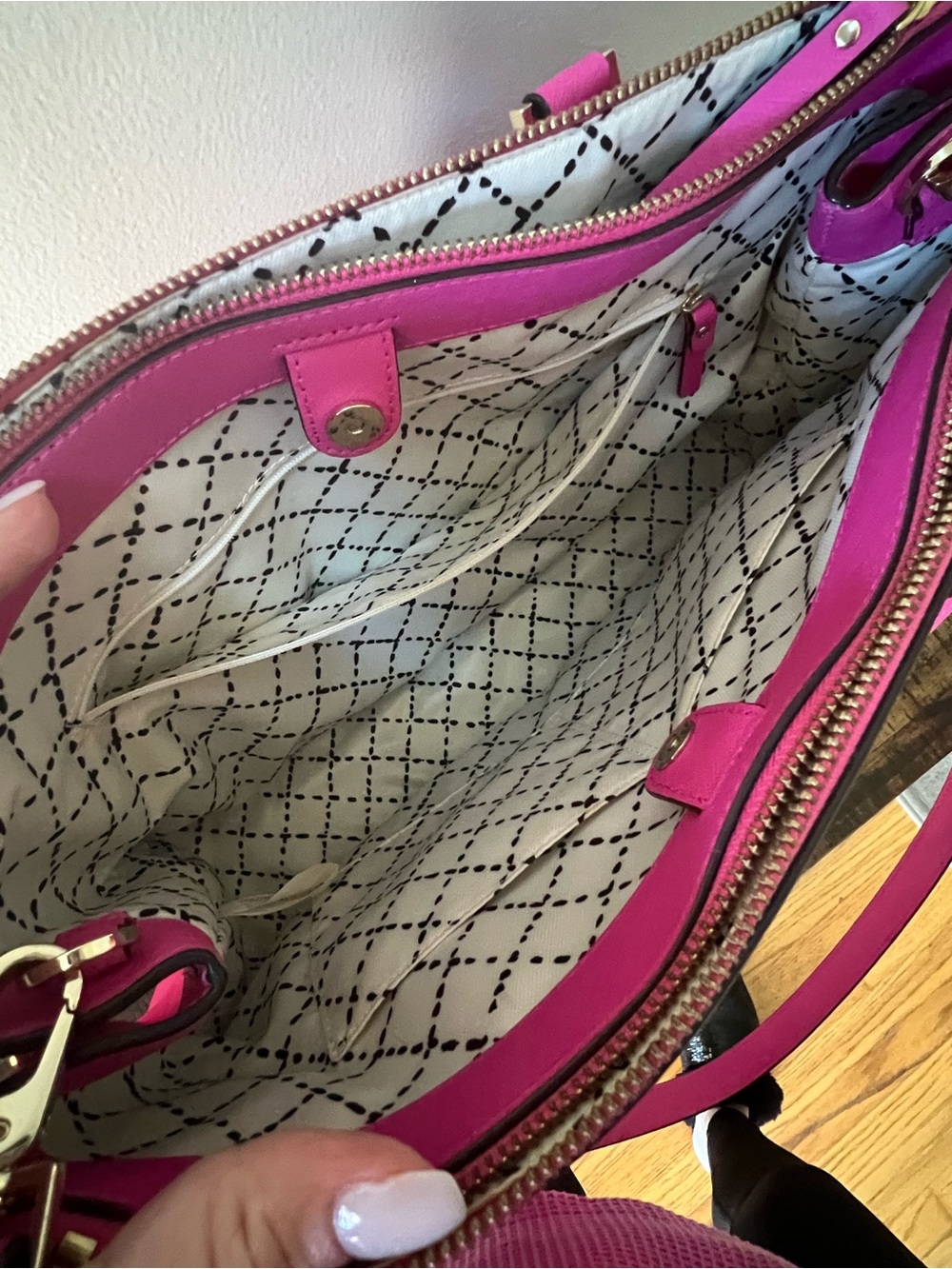 Kate Spade Vibrant Pink Structured Satchel with Removable Strap - Picture 10 of 16